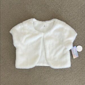 White Faux Fur Shrug kids size 10 NWT perfect for Easter